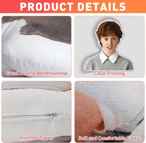 Miniatura 6 de Almohadas personalizadas con imagen, almohada facial personalizada para perros y gatos, regalos personalizados para cumpleaños para mujeres, hombres