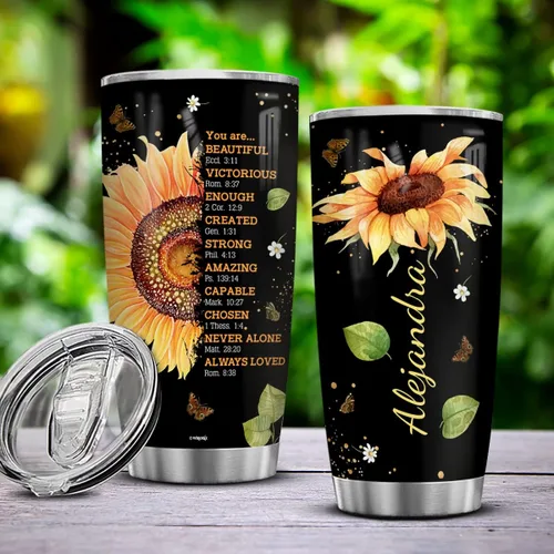 Miniatura 3 de winorax Regalos inspiradores personalizados con girasol, regalos cristianos victoriosos para mujeres, cumpleaños, Navidad, vasos de 20 onzas, vaso