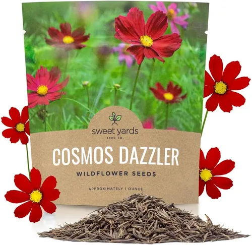 Miniatura 21 de Cosmos Seeds Mezcla de flores silvestres, paquete a granel de 1 onza, más de 5,000 semillas, especies mixtas de rosa, amarillo, naranja, rojo