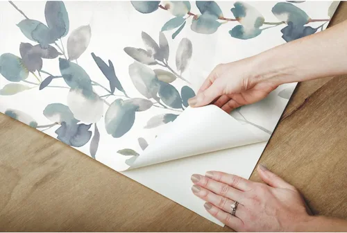 Miniatura 3 de York Wallcoverings Candice Olson PSW1431RL - Papel tapiz autoadhesivo de eucalipto azul marino