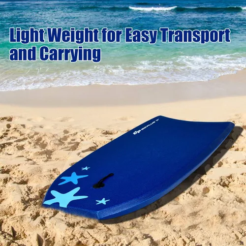 Miniatura 6 de Goplus Tabla de cuerpo ligera de 41/37/33 pulgadas para playa, tabla de surf con núcleo EPS, cubierta XPE, parte inferior lisa de HDPE, correa