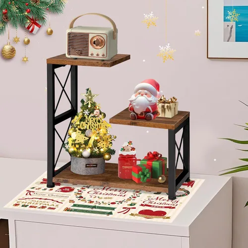 Miniatura 8 de Organizador de Estante de Escritorio, Soporte de Exhibición Elevador de Estante de Almacenamiento de 3 Niveles, Organizador de Escritorio de Madera