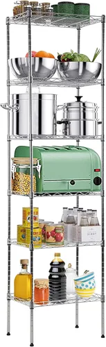 Miniatura 20 de Estantería de alambre de metal de 5 niveles para aperitivos, estante de almacenamiento ajustable en altura con certificación NSF, estantes de Cromo