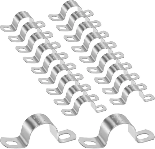 Miniatura 43 de M METERXITY Paquete de 3 abrazaderas de conducto, correa rígida de acero inoxidable 304 de 3-1/2 pulgadas M89 U con 2 agujeros