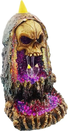 Miniatura 5 de Fantasy Gifts Quemador de incienso Geode Skull Back Flow w/LED - 6.5