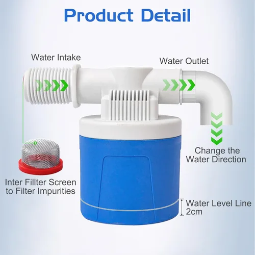 Miniatura 3 de Válvula de flotador de agua de entrada lateral de 1 pulgada, paquete de 2 válvulas automáticas de control de nivel de agua para tanque de agua
