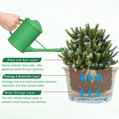 Miniatura 3 de Macetas colgantes de 10 pulgadas para plantas de interior, paquete de 4 cestas colgantes de plástico con bandejas extraíbles y cadena de 15.7