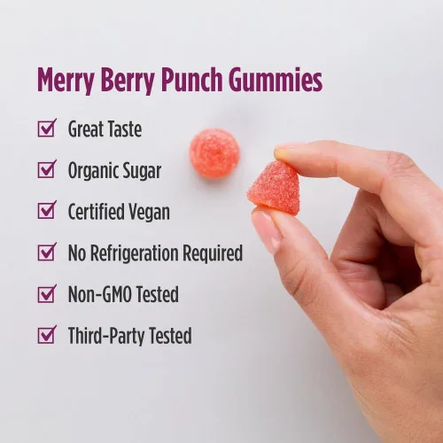 Miniatura 4 de Nordic Naturals Gomitas probióticas Kids Nordic Flora para niños, Merry Berry Punch - 60 gomitas - 1.5 mil millones de CFU y fibra prebiótica - sin