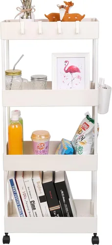 Miniatura 9 de Carrito de cocina delgado de 4 niveles, organizador de baño para lugares estrechos, estante de almacenamiento multiusos, carrito móvil