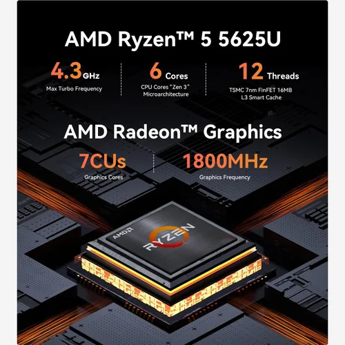Miniatura 2 de Beelink EQR5 - Mini PC W11 Pro, AMD Ryzen 5 5625U (6C/12T hasta 4.3 GHz), 16 GB DDR4, 500 GB SSD NVMe, Wi-Fi 6, BT5.2, LAN dual, Radeon 7 núcleos