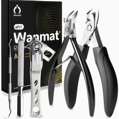 Cortaúñas profesional 5 en 1 para uñas delgadas y encarnadas, podólogo mejorado para hombres, juego de cortador de uñas de hoja afilada Wanmat