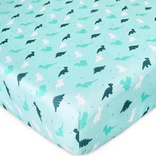 Miniatura 4 de Sábanas de cuna para niños o niñas, paquete de 4, sábana bajera ajustable para cuna de 52 x 28 pulgadas para colchón estándar de cuna y niños Aqua +
