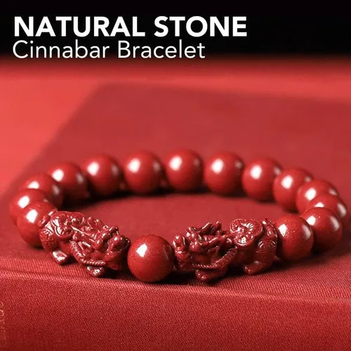 Miniatura 5 de Dosurgorn Pulsera de cinabrio Feng Shui para mujer, cinabrio en polvo, Feng Shui, pulsera de Feng Shui para riqueza y protección, amuleto de dinero