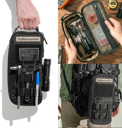 Miniatura 3 de Tufformation Bolsa Bolsillo de Herramientas Pequeña de Servicio Pesado, Estuche Organizador de Utilidad Portátil con Cremallera y Asa. Perfecto