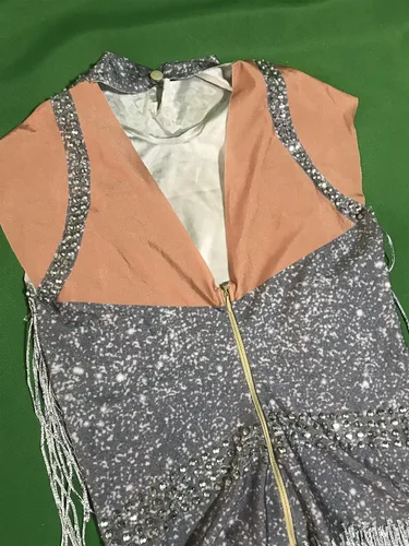 Miniatura 7 de YUANTONG Traje de drag queen brillante con diamantes de imitación plateados, talla única, elástico, trajes de baile de salsa latina de jazz latino