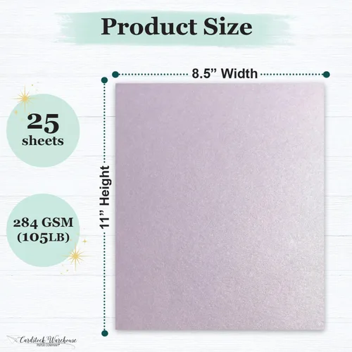 Miniatura 2 de Kunzite stardream metálico Cardstock 8.5" x 11" Premium – 105 Lb. Cover/284 GSM 25 hojas de cartulina almacén Kunzita púrpura claro