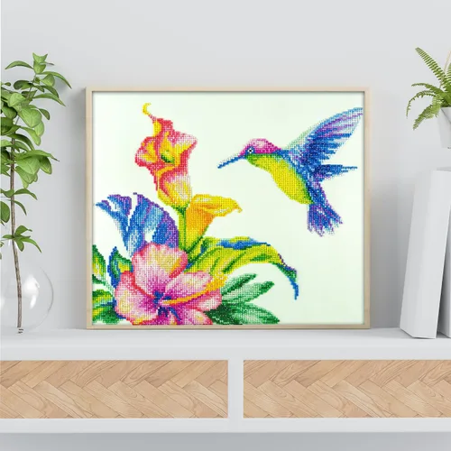Miniatura 4 de DIAMOND ART BY LEISURE ARTS Kits de pintura de diamantes para adultos de 14 x 16 pulgadas, colibrí avanzado, taladro completo, kits de arte