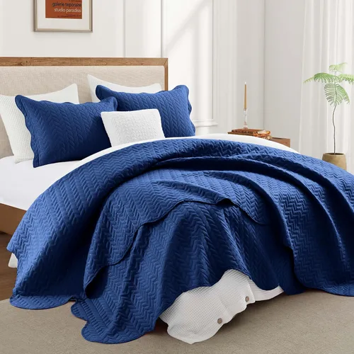 Miniatura 151 de MOONLIGHT20015 Edredón tamaño King (106 x 96 pulgadas) con 2 fundas de almohada (20 x 36 + 2 pulgadas) para todas las estaciones, juego de cama Azul