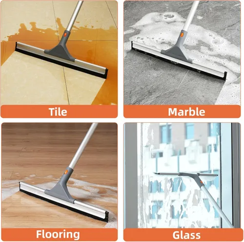 Miniatura 8 de Eazer Escoba de rasqueta para suelo: cepillo de limpieza de servicio pesado con poste de aluminio extensible de 50.3' y hoja de goma para cocina