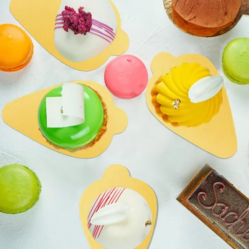 Miniatura 6 de 200 piezas de mini tablas para tartas, tableros de mousse en forma de hojas, mini bases para pasteles, cupcakes, postres, bandejas de cartón, base