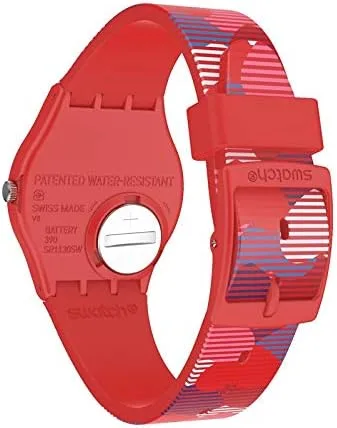 Miniatura 5 de Swatch Reloj analógico de cuarzo para mujer con correa de silicona GR182, rojo, correa, Rojo -, Correa