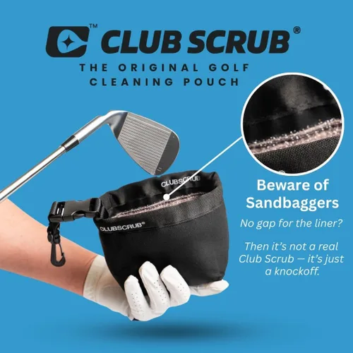Miniatura 5 de Club Scrub Bolsa de limpieza para palos de golf y pelotas de golf, forro impermeable con tecnología de cara limpia, clip desmontable, lavable a Negro