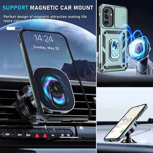 Miniatura 8 de Janmitta Funda compatible con Samsung Galaxy A26 5G, funda integrada para lente de cámara deslizante + protector de pantalla + soporte de anillo