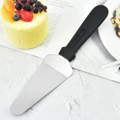 Miniatura 2 de Pala de acero inoxidable para tartas, antideslizante, fácil de agarrar, mango de plástico triangular para hornear, fácil de agarrar, espátula
