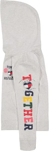 Miniatura 2 de Tommy Hilfiger Sudadera con logotipo para niña, sudadera con capucha de forro polar con cremallera completa frontal y bolsillos