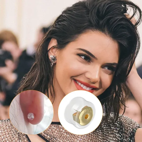Miniatura 4 de Aretes seguros de oro de 18 quilates para tachuelas, silicona de plata 925, hipoalergénicas, suaves y transparentes, cierres de goma para aretes