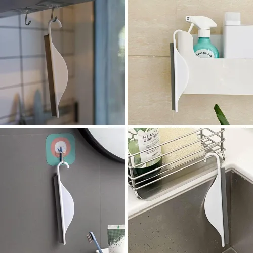 Miniatura 5 de Pequeño espejo de ducha de baño con gancho para colgar, mini espátula de silicona para encimera de cocina, herramienta limpiadora