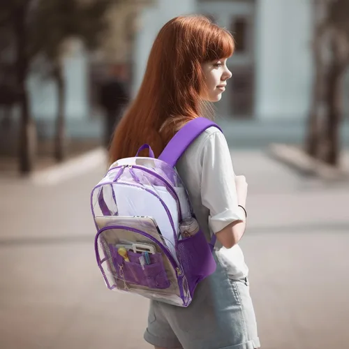 Miniatura 9 de PACKISM Mochila transparente resistente, para estudiantes, escuela, Computadora portátil