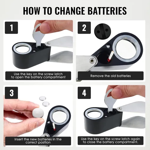 Miniatura 5 de 10x Lupa de Bolsillo Plegable con Luz UV y LED para Joyas, Rocas, Monedas y Antigüedades - Herramienta de Aumento Iluminada para Ojos, Sellos, 10
