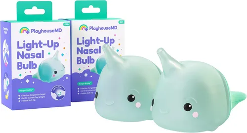 Miniatura 10 de Playhouse MD Booger Buddy - Aspirador nasal de elefante, con luz LED para bebés y niños pequeños, removedor de mocos sin BPA para nariz tapada, Azul