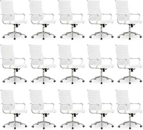 Miniatura 19 de Okeysen Office Desk Chair, Ergonomic Leather Modern Conference Room Chairs, Executive Ribbed Height Adjustable Swivel Rolling Chair for Home Office