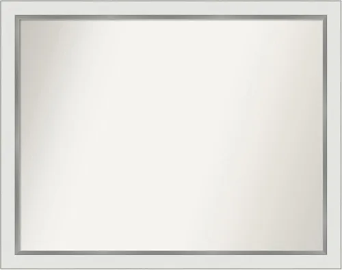 Miniatura 545 de Amanti Art Espejo de baño blanco para sobre el fregadero, 30 x 35 pulgadas, espejo de tocador rectangular estrecho de Eva de oro blanco, marco