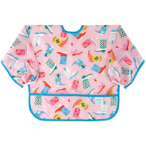 Miniatura 11 de Bumkins Babero con mangas para bebé, babero para niños pequeños, smock, tela impermeable, se adapta a edades de 6 a 24 meses, acuarela Acuarela E6