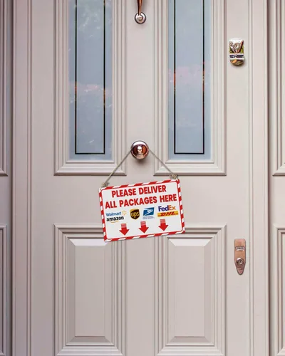 Miniatura 3 de ALKB Letrero de entrega para paquetes Please Deliver All Packages Here Arrows - Instrucciones de entrega para uso al aire libre, 8 x 12 pulgadas