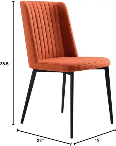 Miniatura 3 de Armen Living Silla de comedor Maine, tapicería de tela naranja, altura del asiento de 18.5 pulgadas
