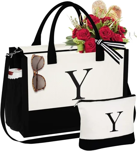 Miniatura 27 de YOOLIFE Regalos de Navidad para Mujeres - Bolsa Tote con Inicial y Bolsa de Maquillaje, Rellenos de Calcetín Navideño para Mujeres Mamá Esposa