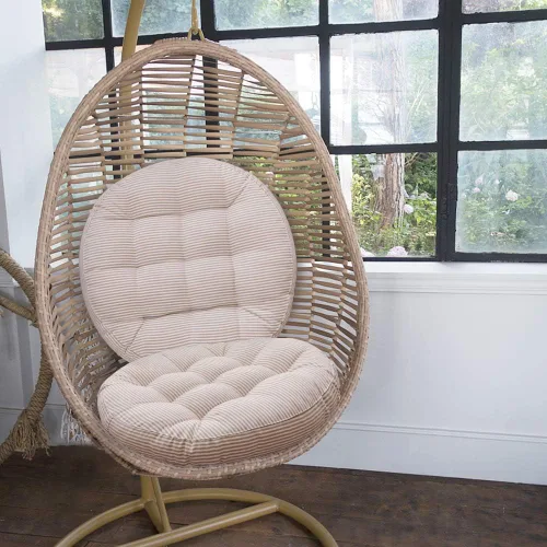 Miniatura 2 de Tiita Paquete de 2 cojines de asiento redondos beige de 22 x 22 pulgadas, cojines para silla colgante de interior/exterior, columpio, ventana, beige