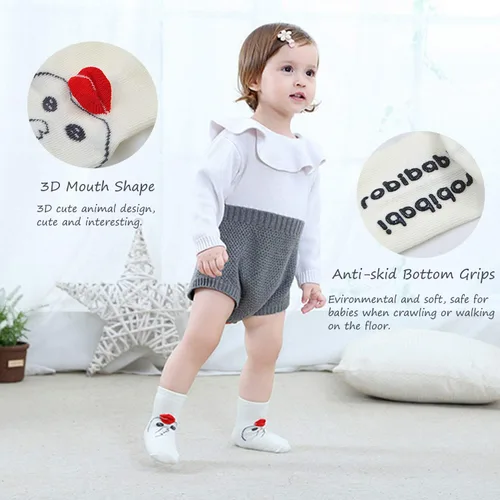 Miniatura 3 de Calcetines de bebé con agarre antideslizantes para niñas y niños pequeños, calcetines de algodón para tobillo