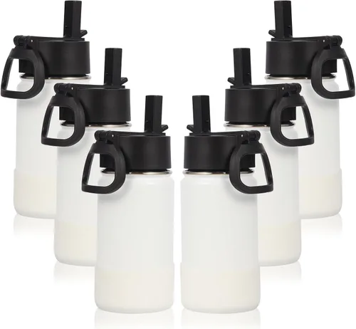 Miniatura 24 de Volhoply Botella de agua de acero inoxidable aislada de 14 onzas con tapa de pajita y funda de silicona, sin BPA, fácil de usar para niños y niñas