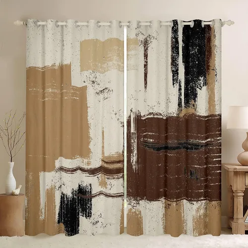 Miniatura 37 de Feelyou Cortinas opacas abstractas modernas de arte abstracto para dormitorio, sala de estar, niños, patrón rojo, gris, negro, patrón de Multi 05