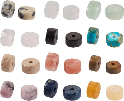 Miniatura 2 de Heishi - Cuentas de piedra de Craftdady 360 cuentas de piedras preciosas de disco natural, cuentas planas redondas de ágata de jade sueltas