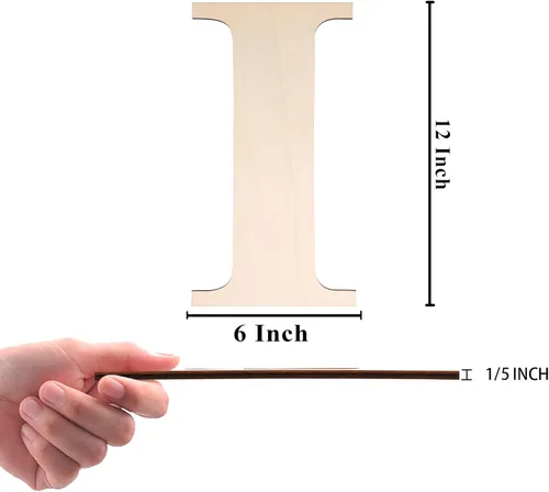 Miniatura 2 de Letra de madera de 12 pulgadas, letras de madera para decoración de pared, letras de madera en blanco sin terminar de 1/5 pulgadas para decoración