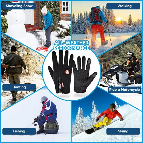 Miniatura 5 de Guantes térmicos antideslizantes e impermeables de invierno para hombres y mujeres, resistentes al viento, para clima frío, motociclismo, ciclismo
