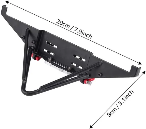 Miniatura 6 de Parachoques delantero RC Crawler, construcción de acero con luces LED integradas, pieza de actualización de coche RC, para aventuras todoterreno
