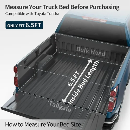 Miniatura 3 de OEDRO Tapete para cama de camioneta compatible con Toyota Tundra 2022-2025 2026, accesorios de 6.5 pies, línea de vehículo, protección para todo