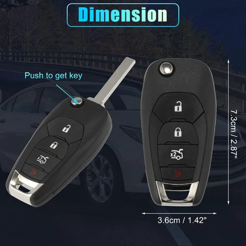 Miniatura 6 de X AUTOHAUX 2 unids 315MHz LXP-T003 reemplazo sin llave de entrada remota llavero de coche para Chevy Cruze 2016 2017 2018 2019 4 botones proximidad